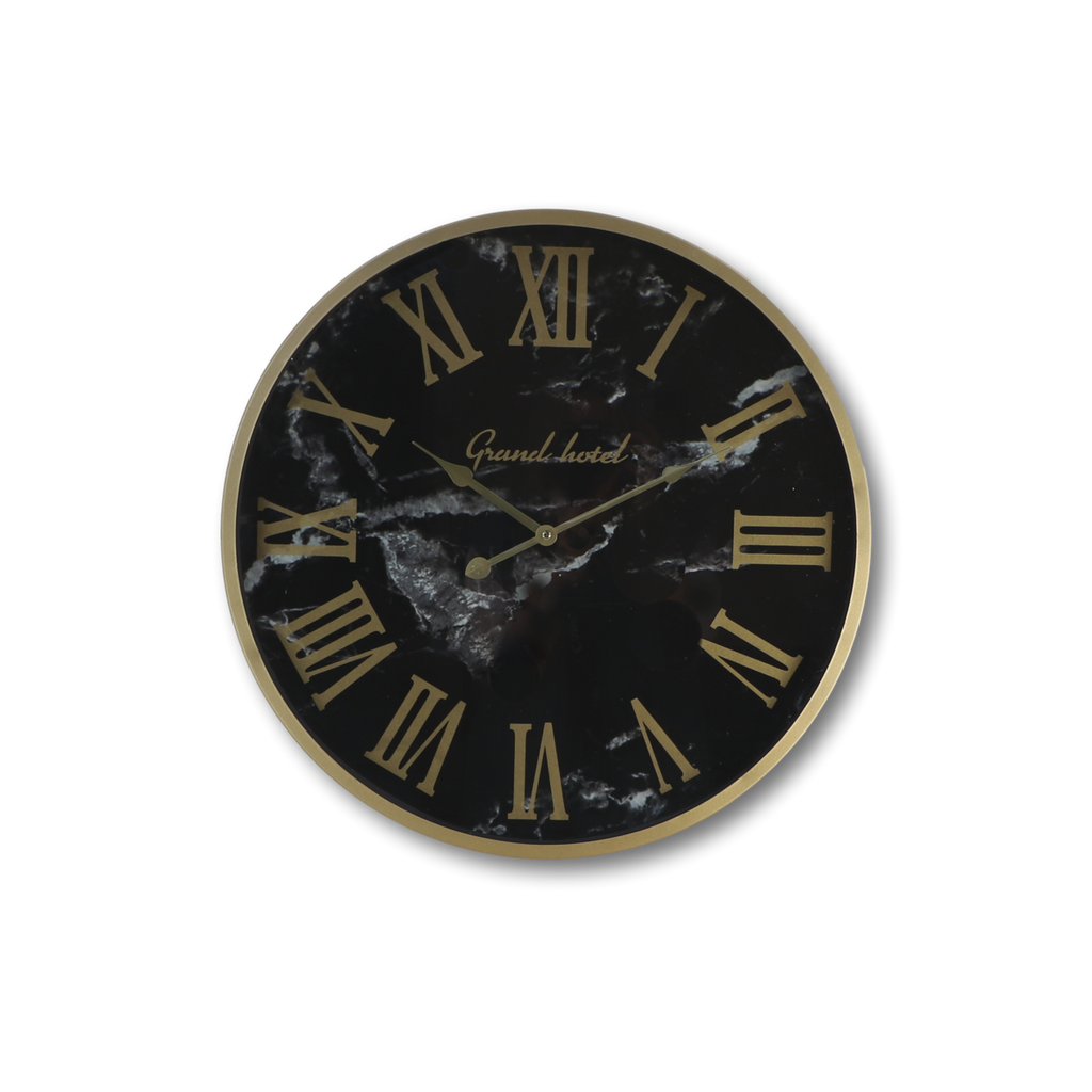 Wanduhr Roman Marseille - ø50x6 cm - Schwarz - Marmoroptik/Eisen