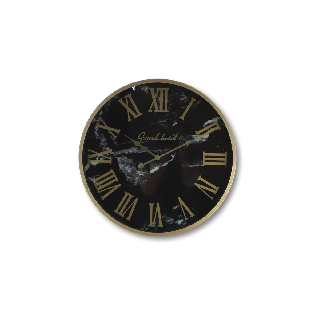 Wanduhr Roman Marseille - ø50x6 cm - Schwarz - Marmoroptik/Eisen