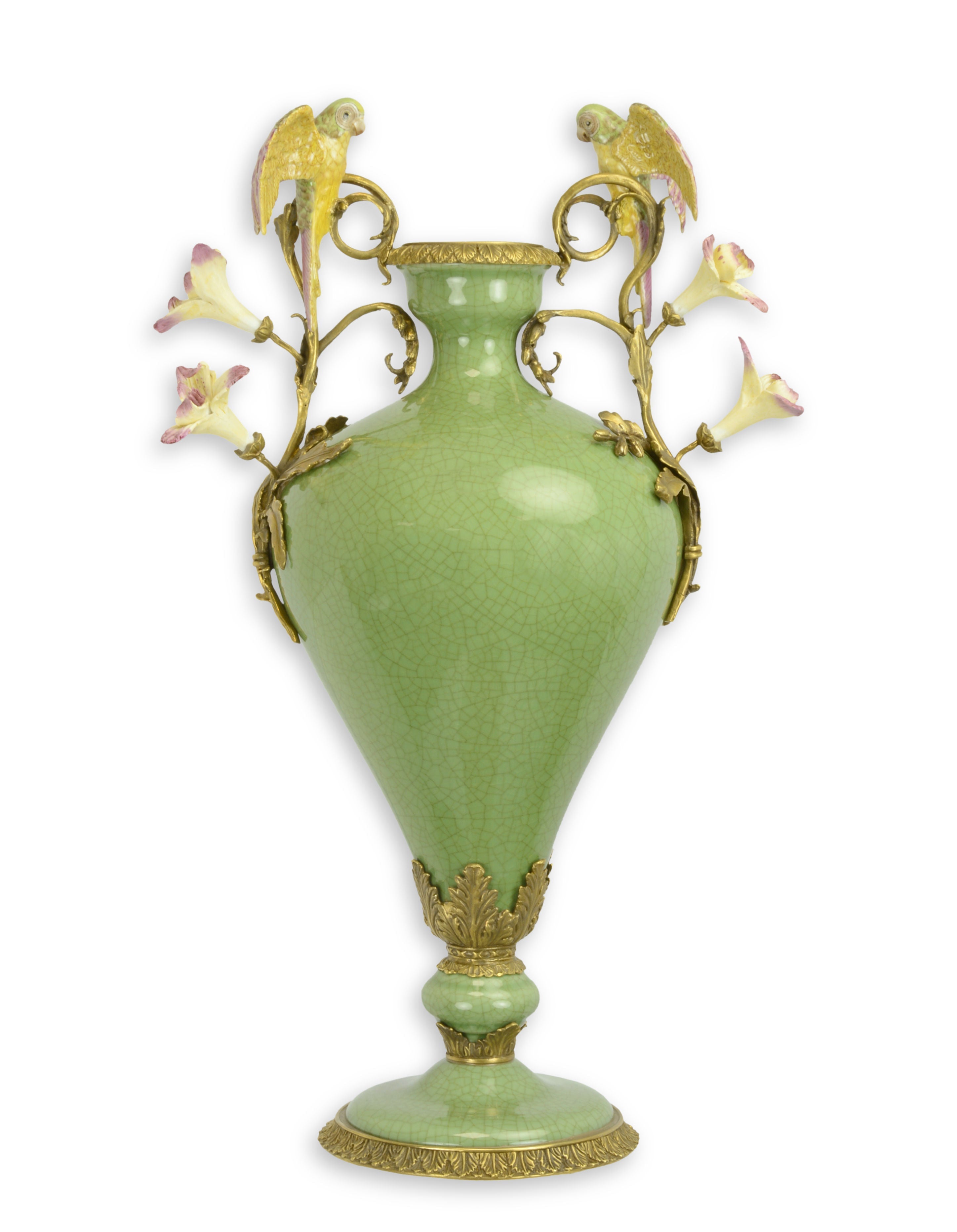 Porzellanvase mit Bronzemontage