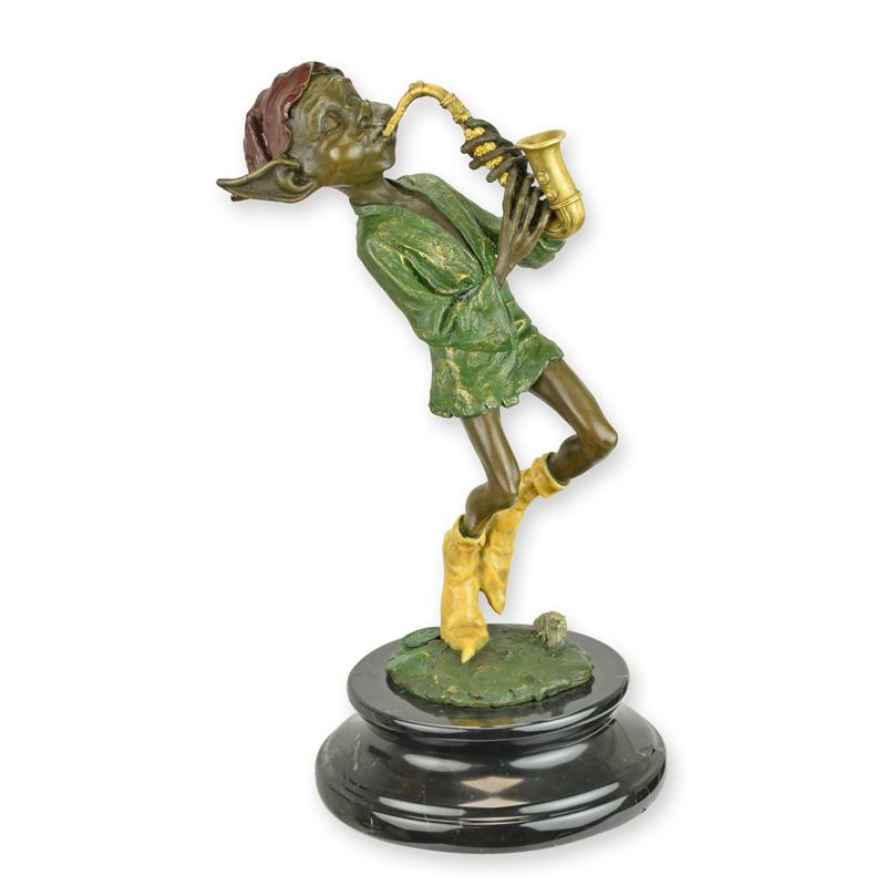 Goblin mit Saxophon/Bronze Figur