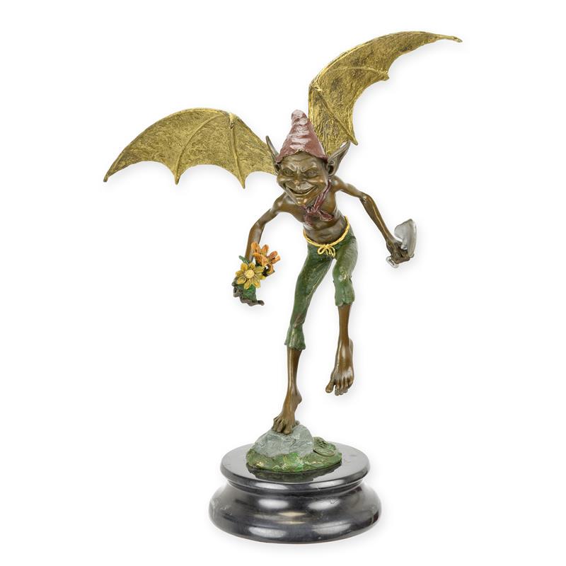 BRONZESKULPTUR EINES GEFLÜGELTEN GOBLIN