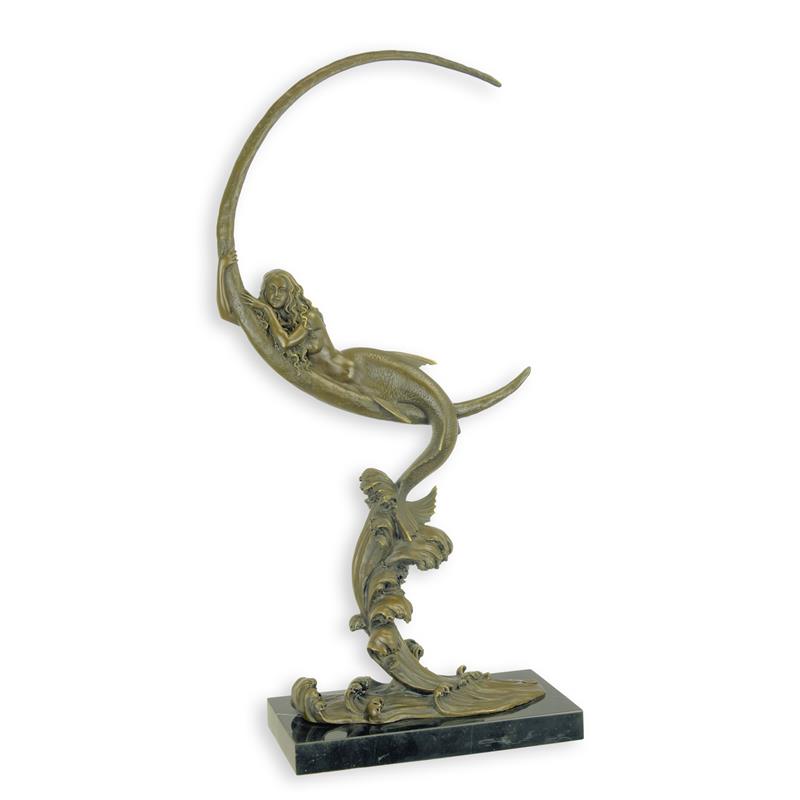 Bronzeskulptur der Halbmond-Meerjungfrau