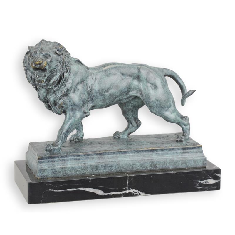 Bronzeskulptur eines Löwen – grünes Finish