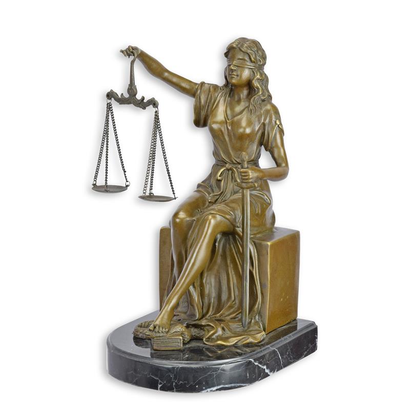 Bronzene Buchstütze der Justizdame
