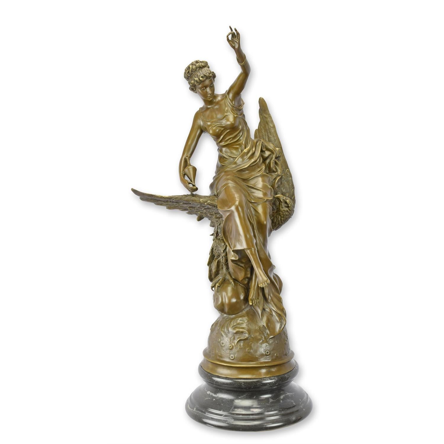 A BRONZE SCULPTURE OF HEBE AND THE EAGLE