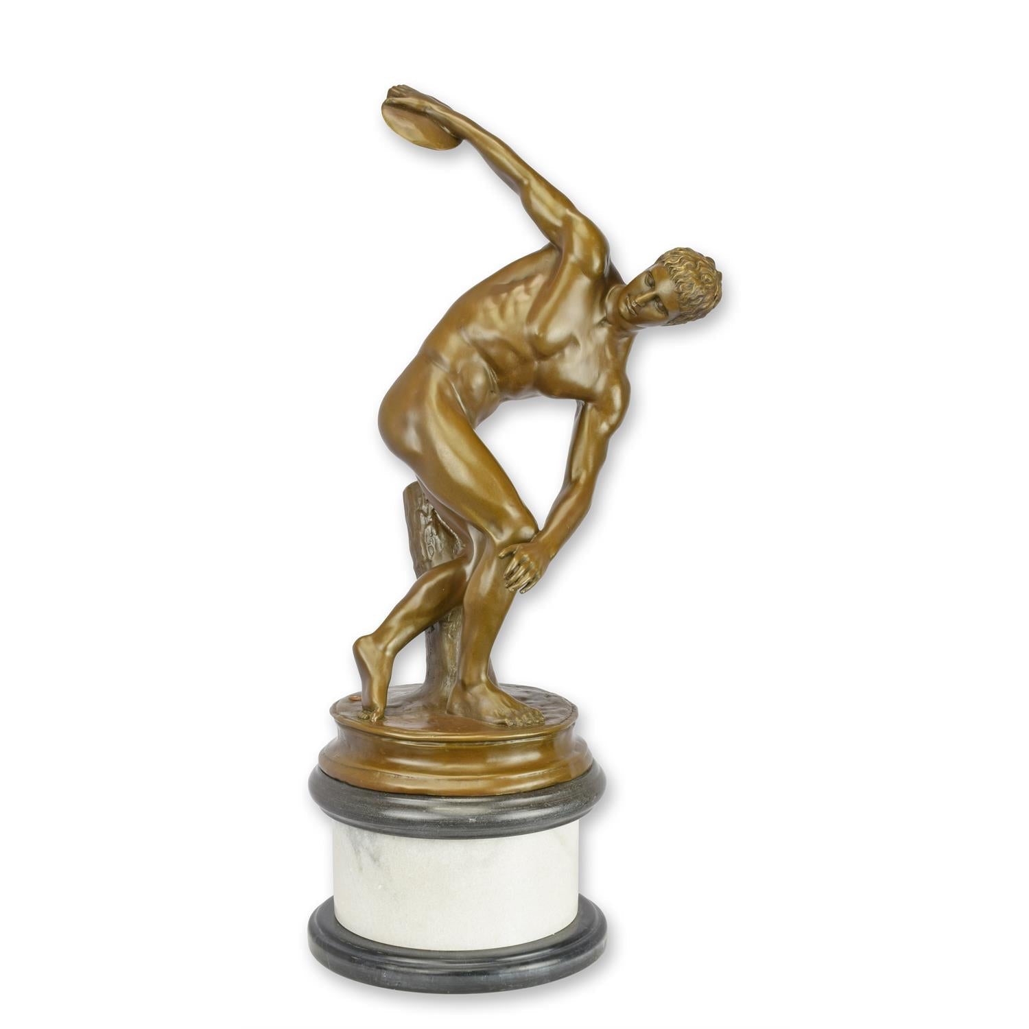 A BRONZE SCULPTURE OF THE DISCOBOLOS OF MYRON