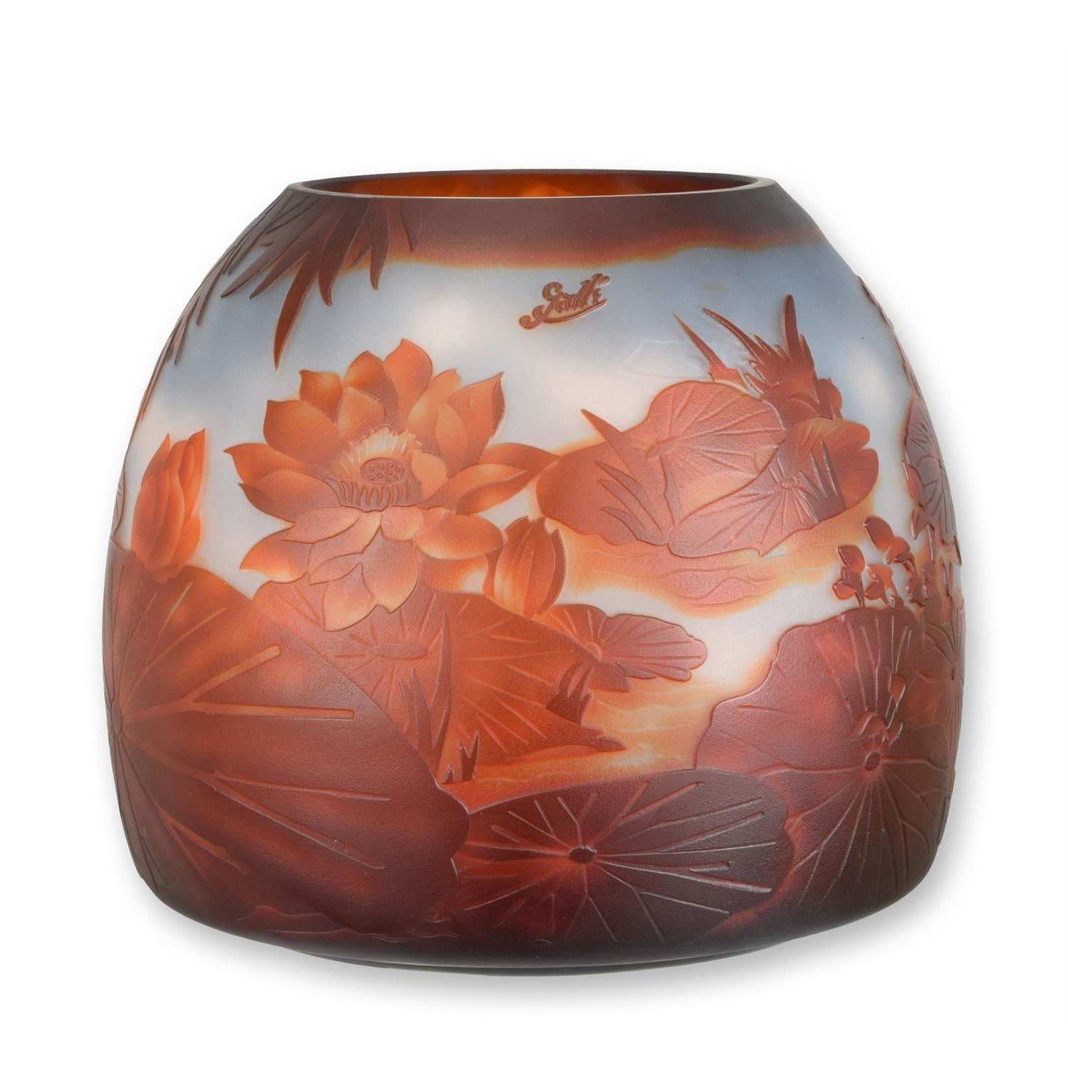 'CAMEO GLAS VASE ''LILY POND'''
