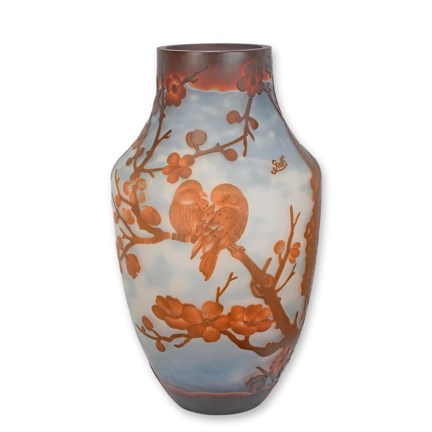 'CAMEO GLAS VASE ''BIRDS IN TREE'''