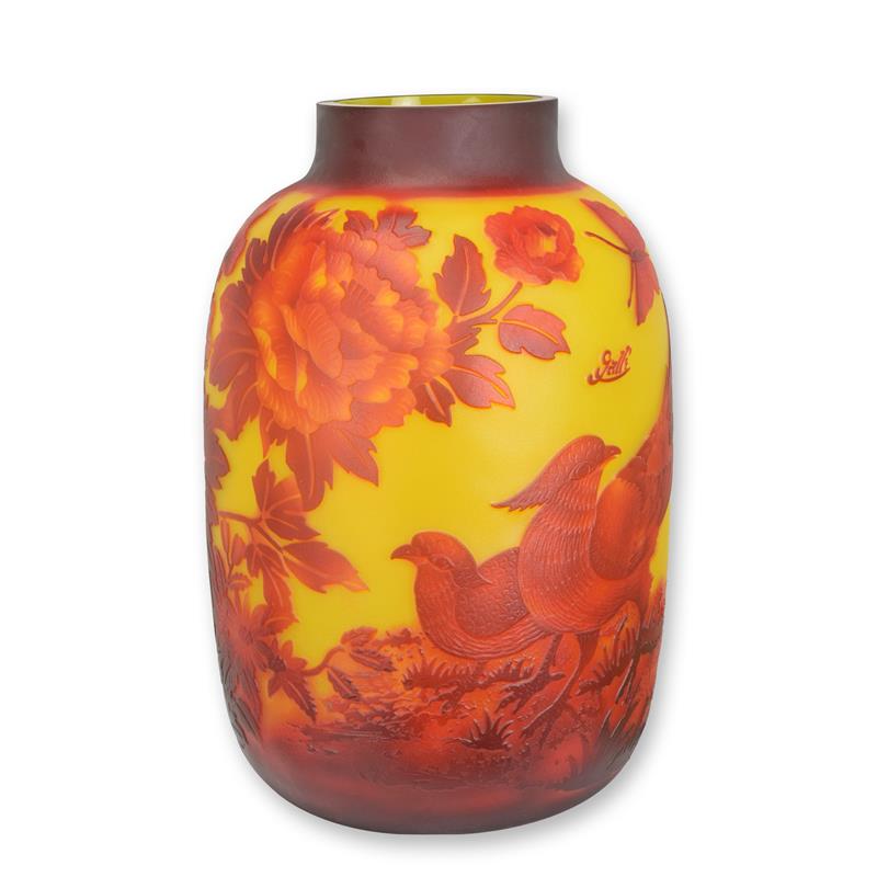 'CAMEO GLAS VASE ''PHEASANT'''