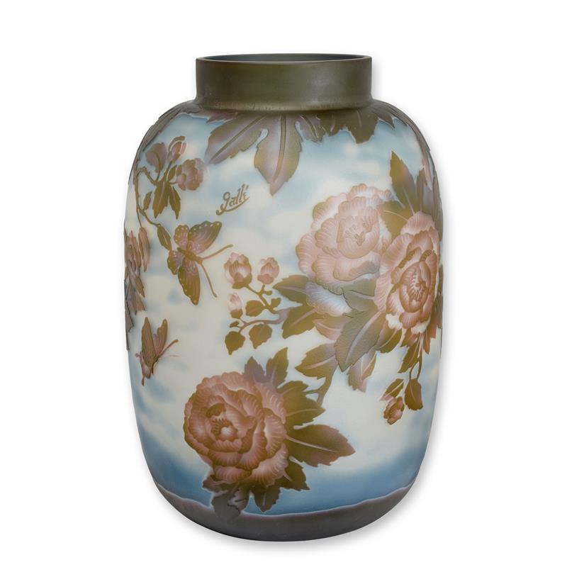 'CAMEO GLAS VASE ''ROSES'''
