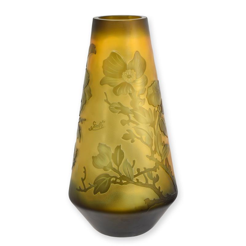 'CAMEO GLAS VASE ''ALCEA ROSEA'''