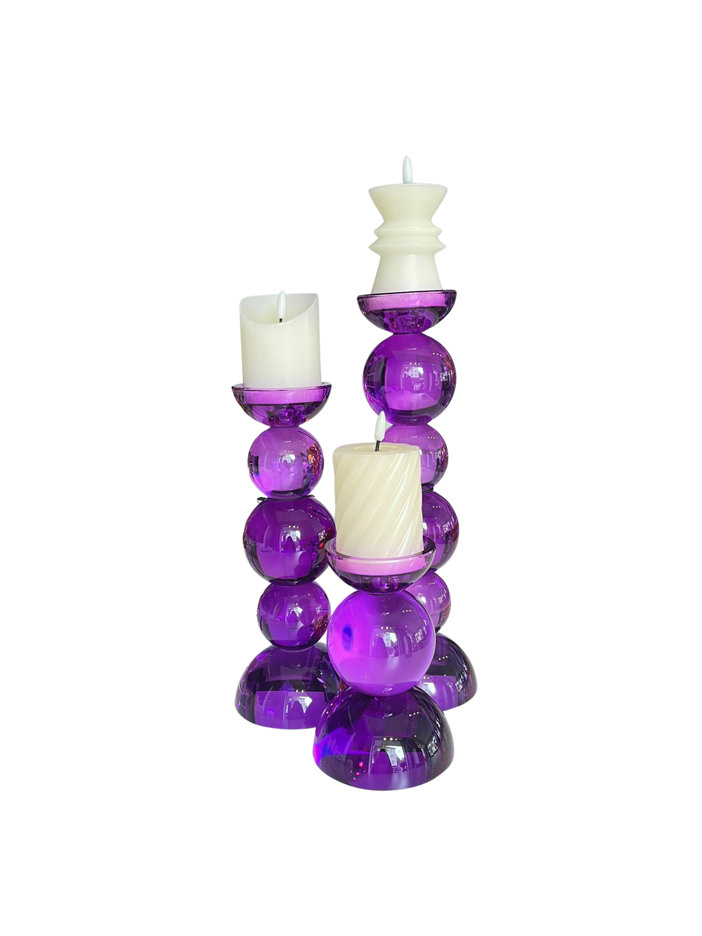 Kerzenständer-lila-Set