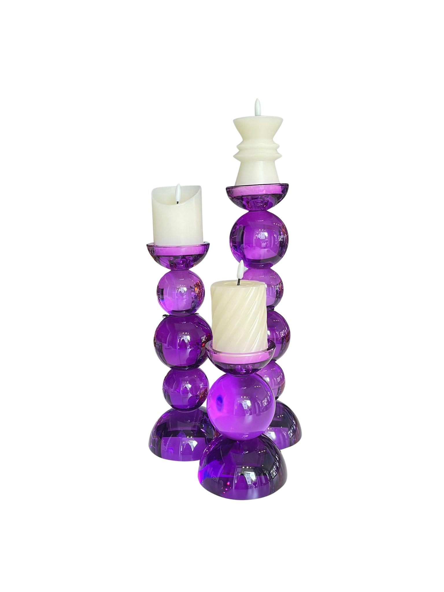 Kerzenständer-lila-Set