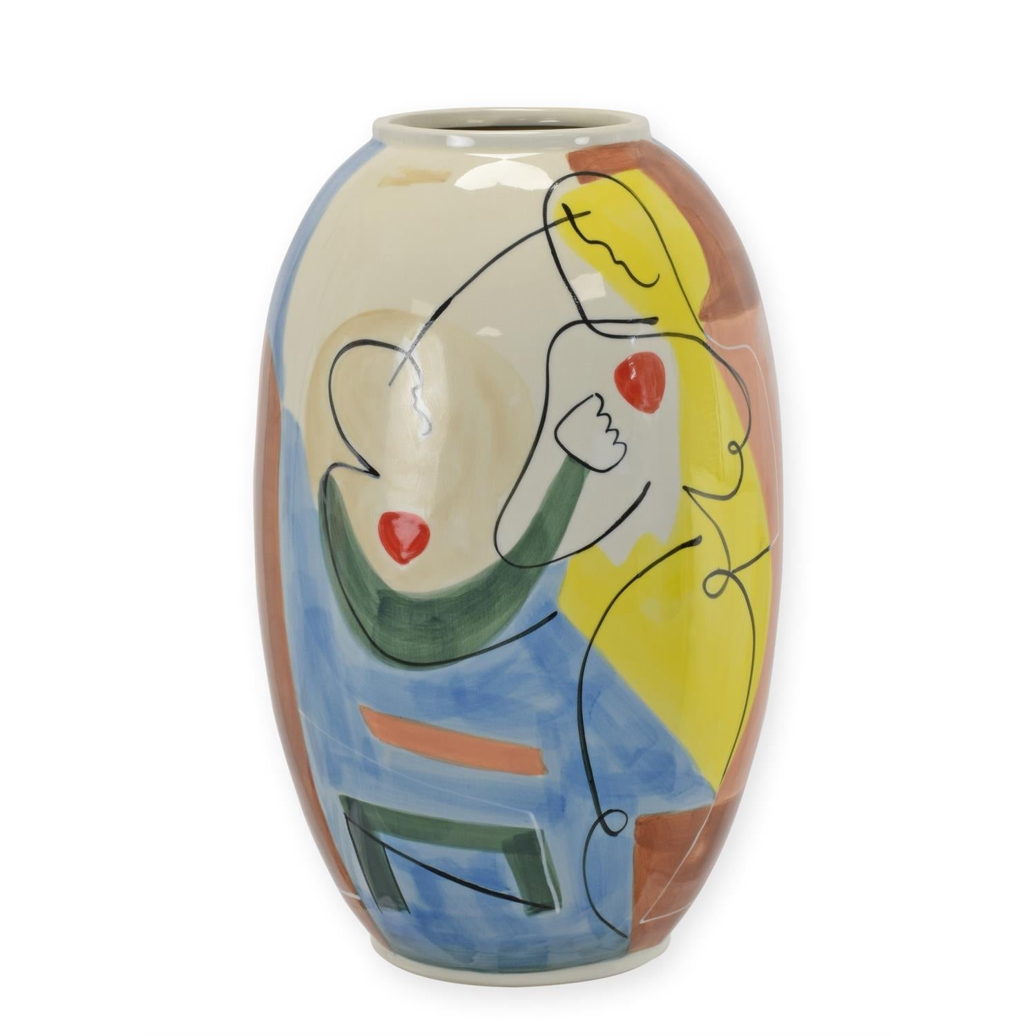 PORZELLANVASE MIT ABSTRAKTEM MOTIV - HANDGEMALT