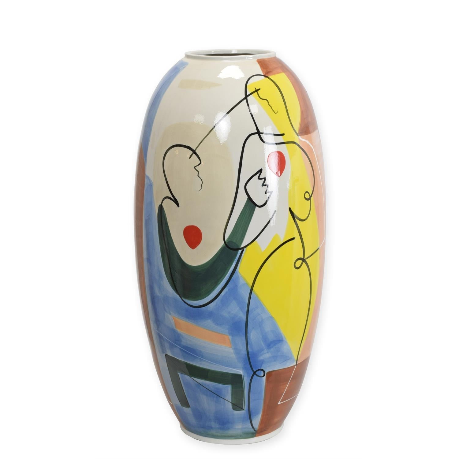 PORZELLANVASE MIT ABSTRAKTEM MOTIV - HANDGEMALT L