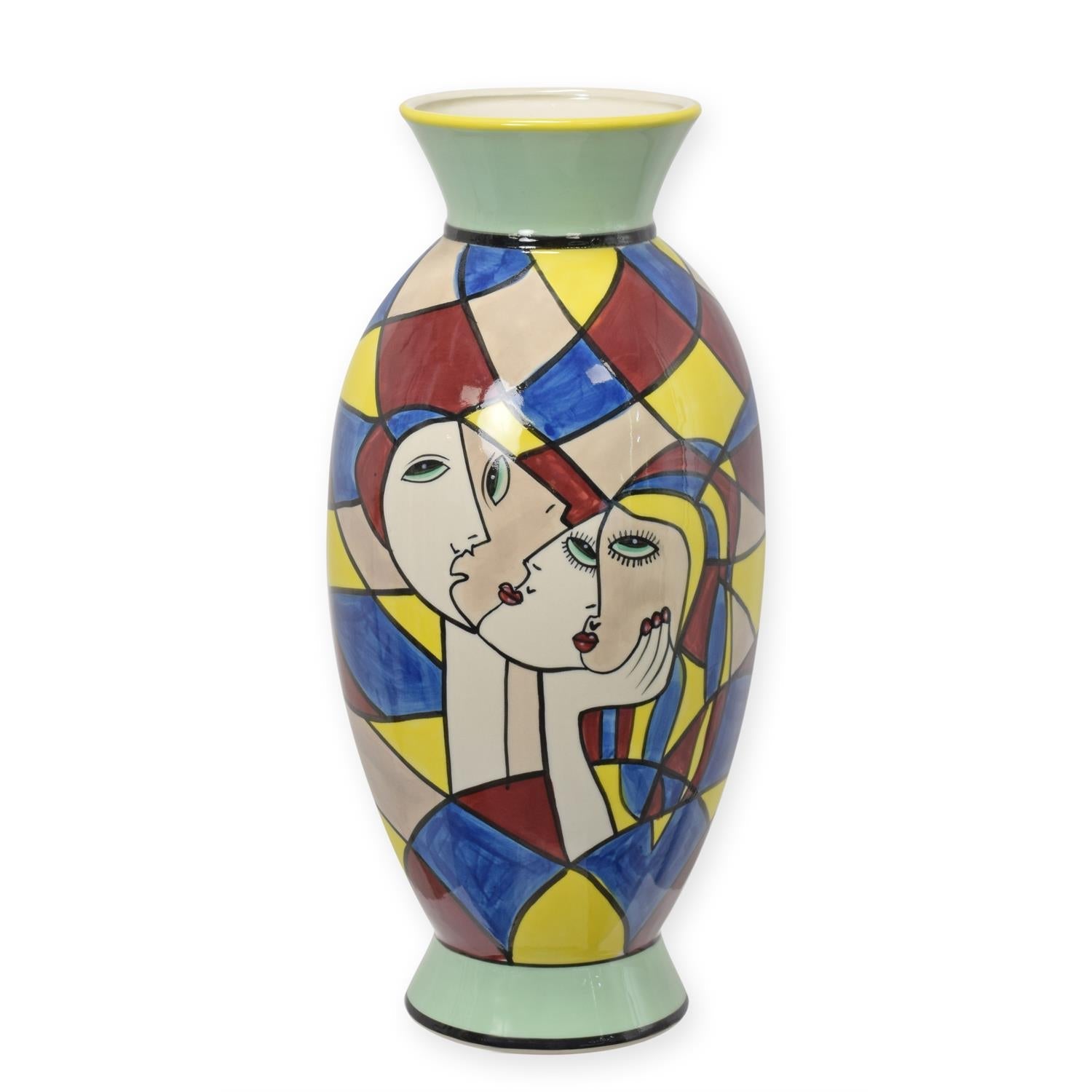 PORZELLANVASE MIT ABSTRAKTEM MOTIV - HANDGEMALT