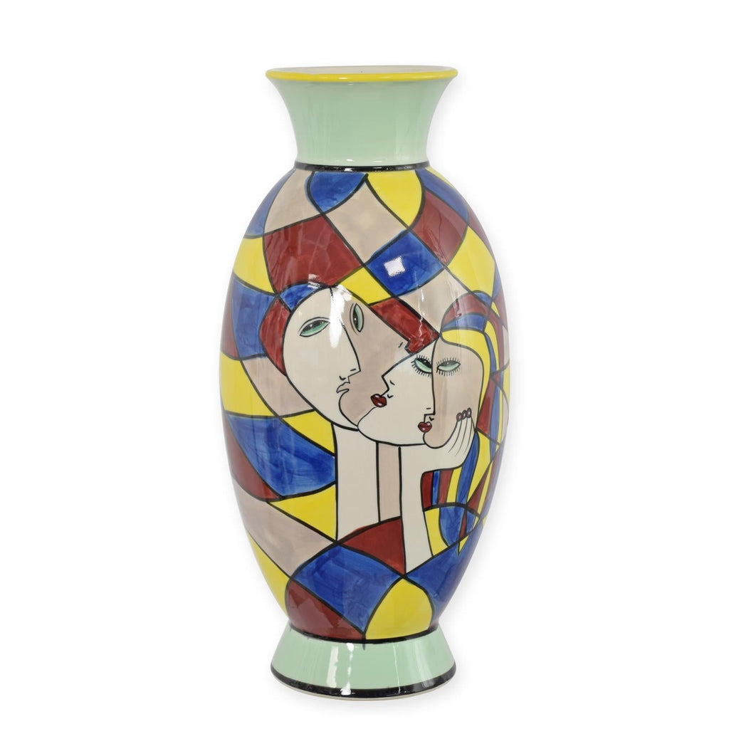 A PORCELAIN VASE WITH ABSTRACT MOTIF - HANDPAINTED L