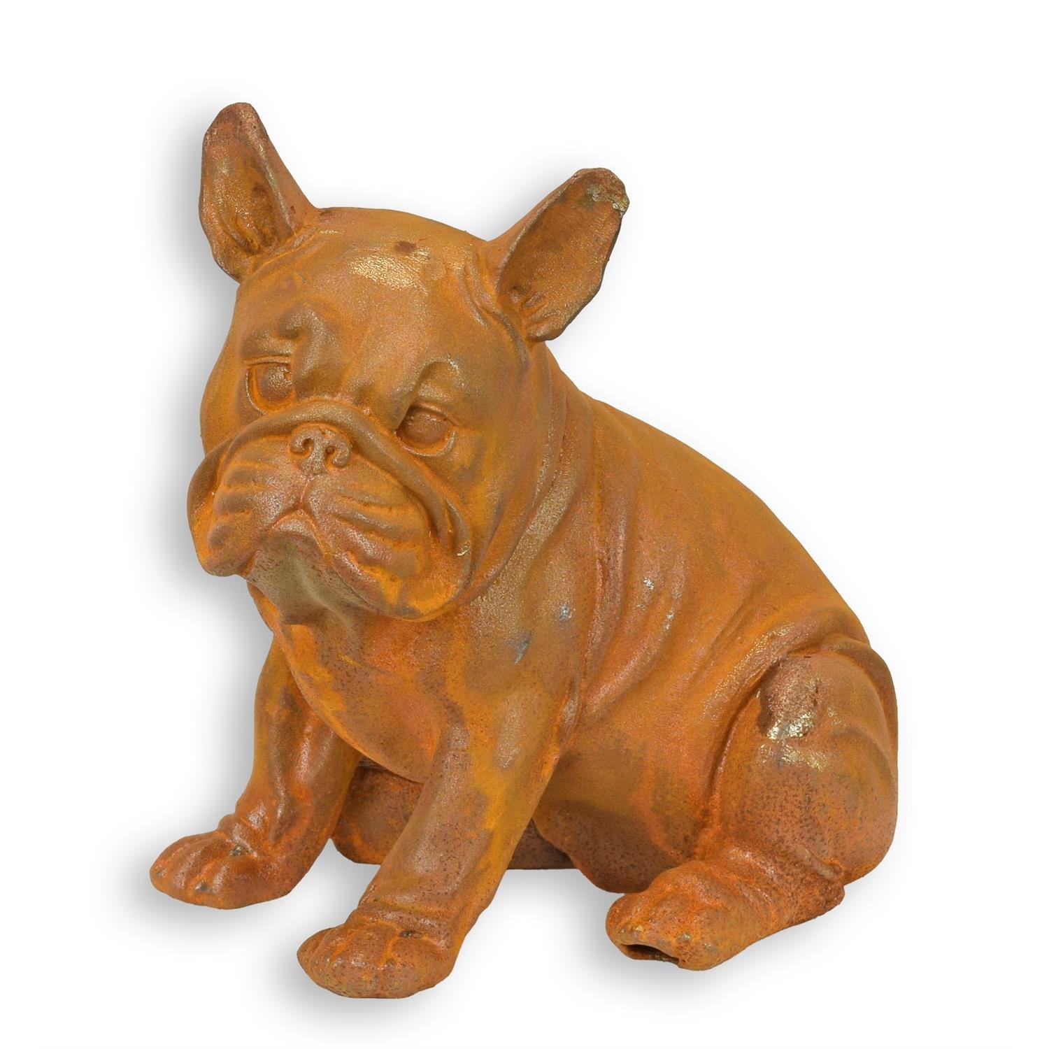 Rostige Gusseisenfigur einer Bulldogge