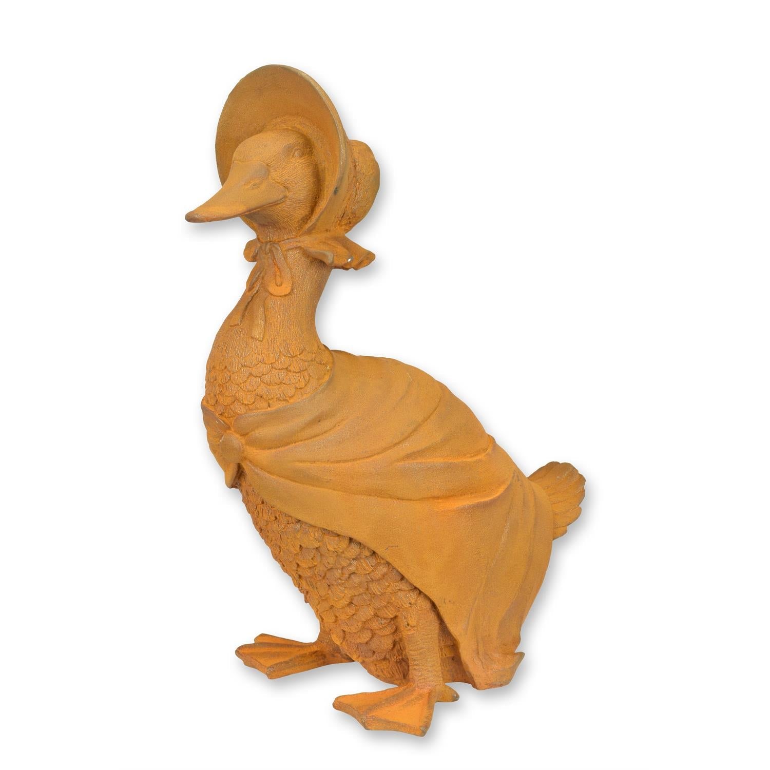 Rostige Gusseisenfigur einer Muttergans