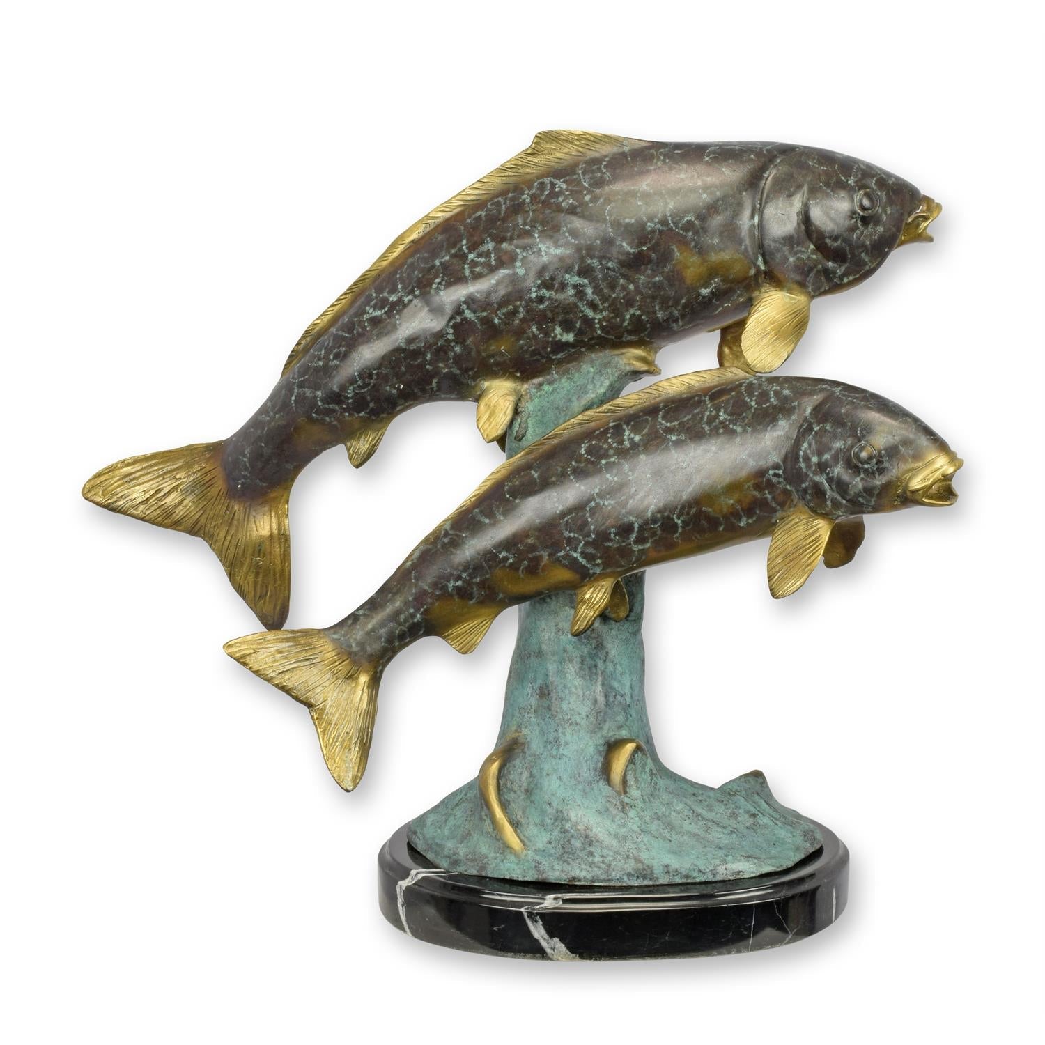 Bronzeskulptur zweier Kois