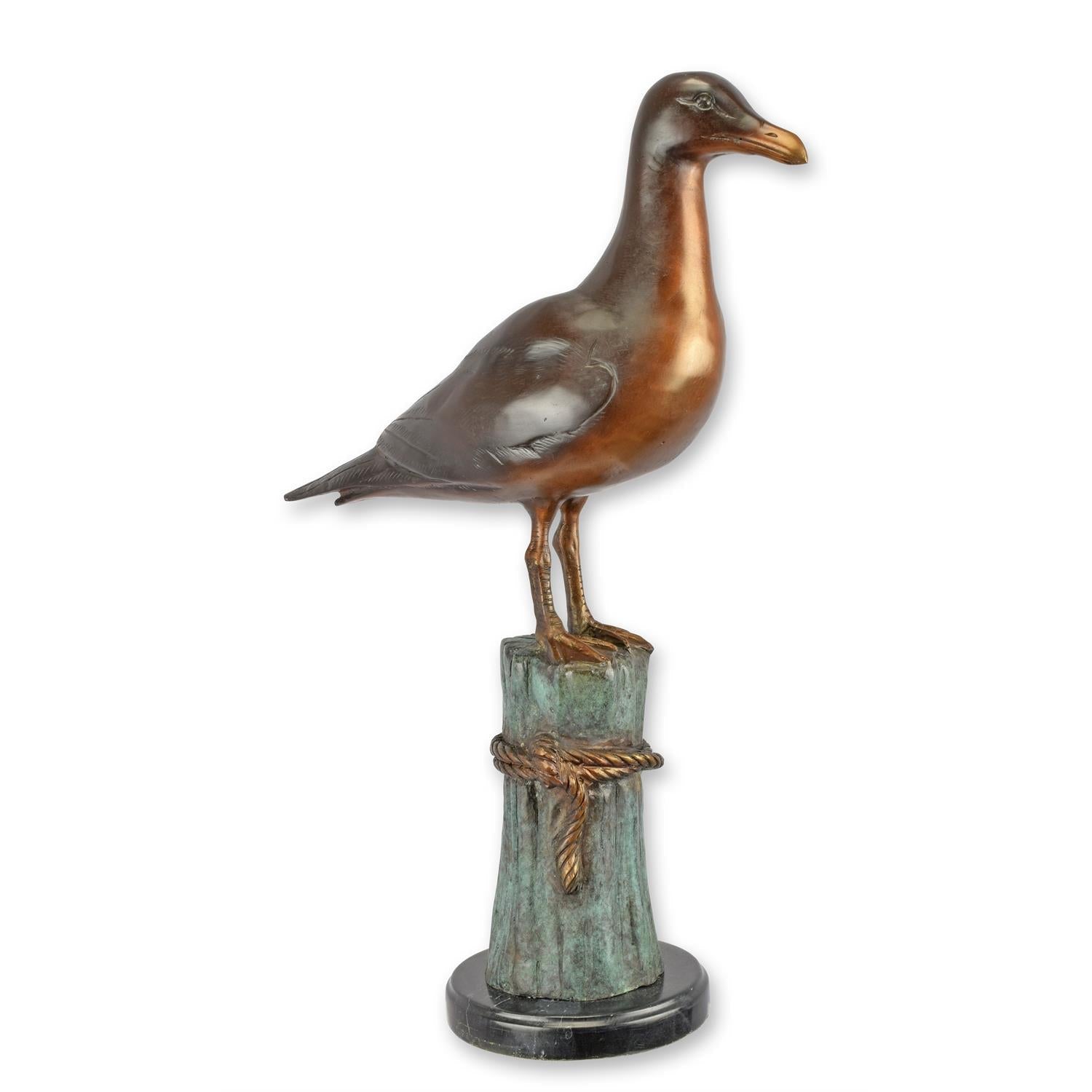 Bronzeskulptur Möwe auf Festmacherpfahl