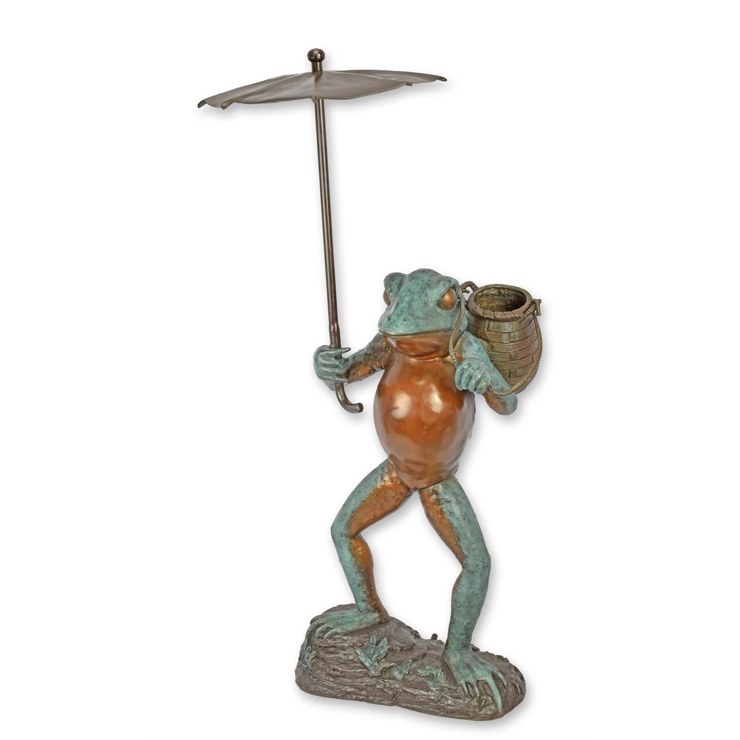 Bronzefrosch mit Schirmbrunnen
