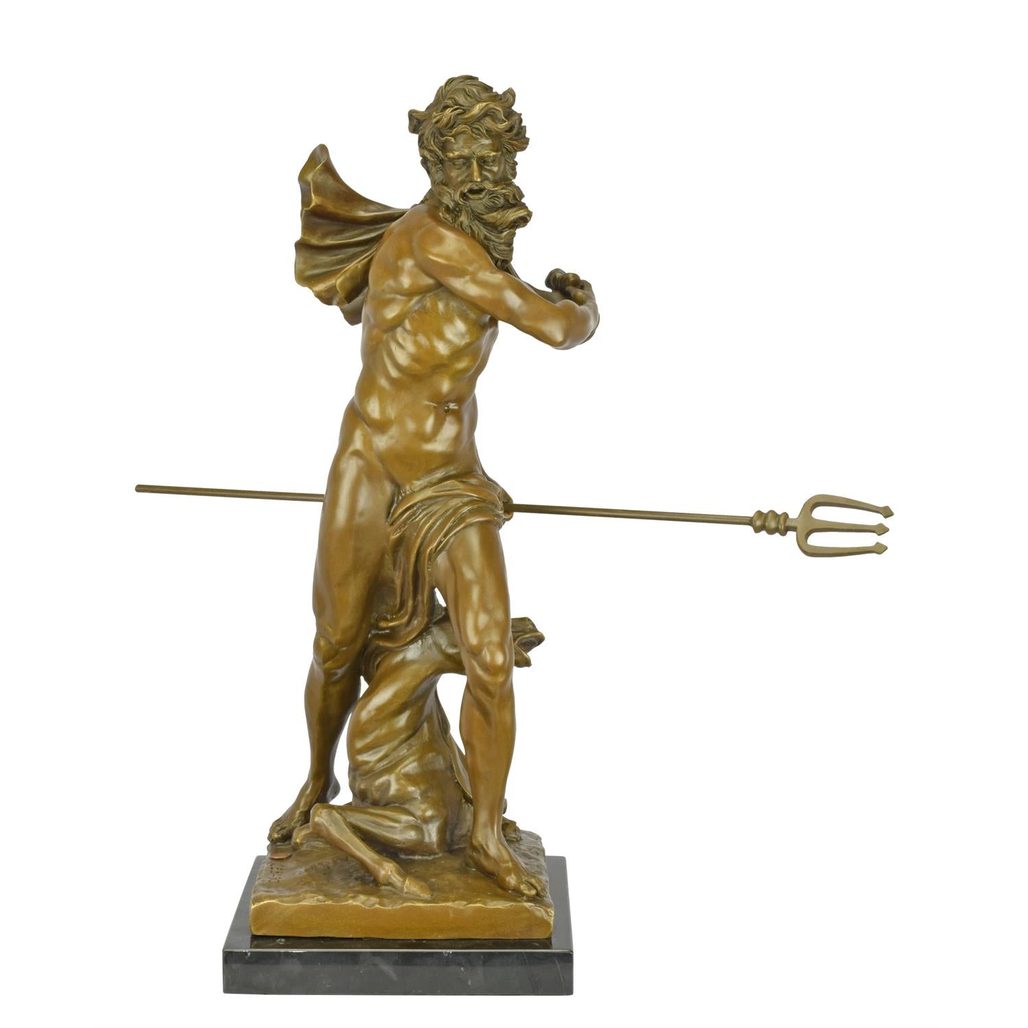 Bronzeskulptur Neptun und Nilpferd