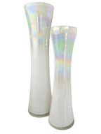 Vase mundgeblasen Flare wolkenweiß-L-1