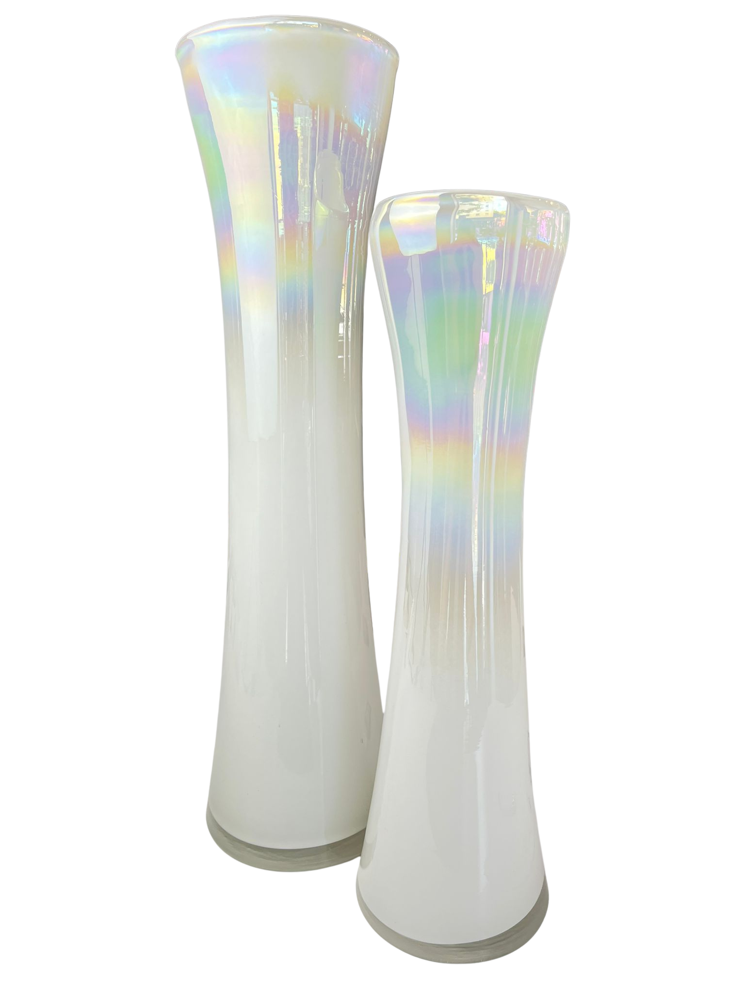 Vase mundgeblasen Flare wolkenweiß-L-1