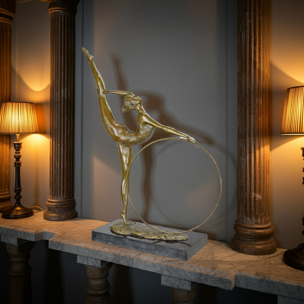 Bronzeskulptur einer Reifentänzerin