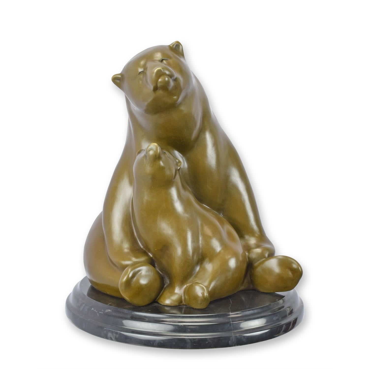 Bronzeskulptur Bärenmutter mit Jungem