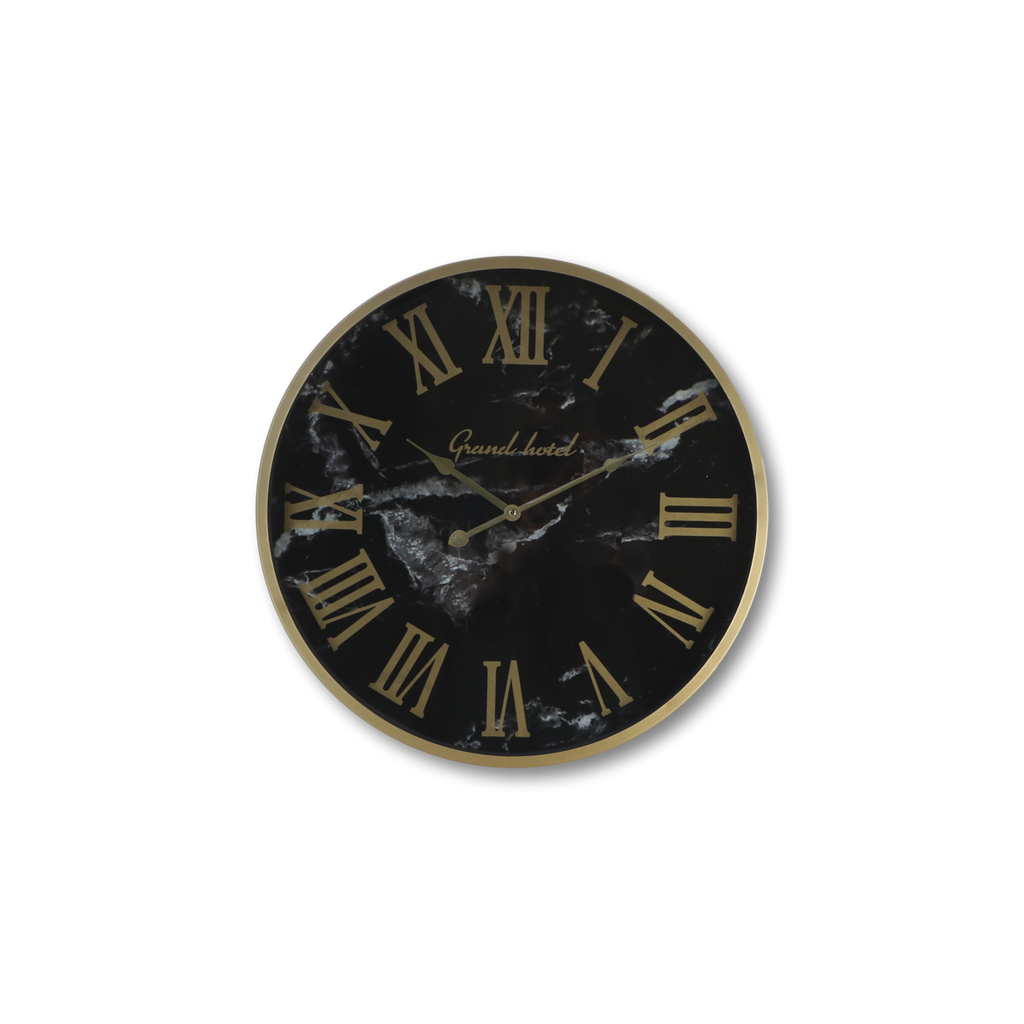 Wanduhr Roman Marseille - ø50x6 cm - Schwarz - Marmoroptik/Eisen